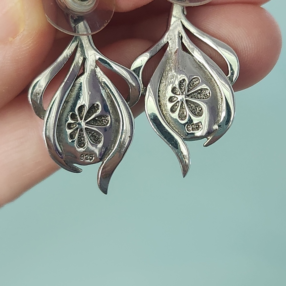 Marahlago Willow Sterling Silver Larimar White Sapphire earrings, preloved - Picture 3 of 10
